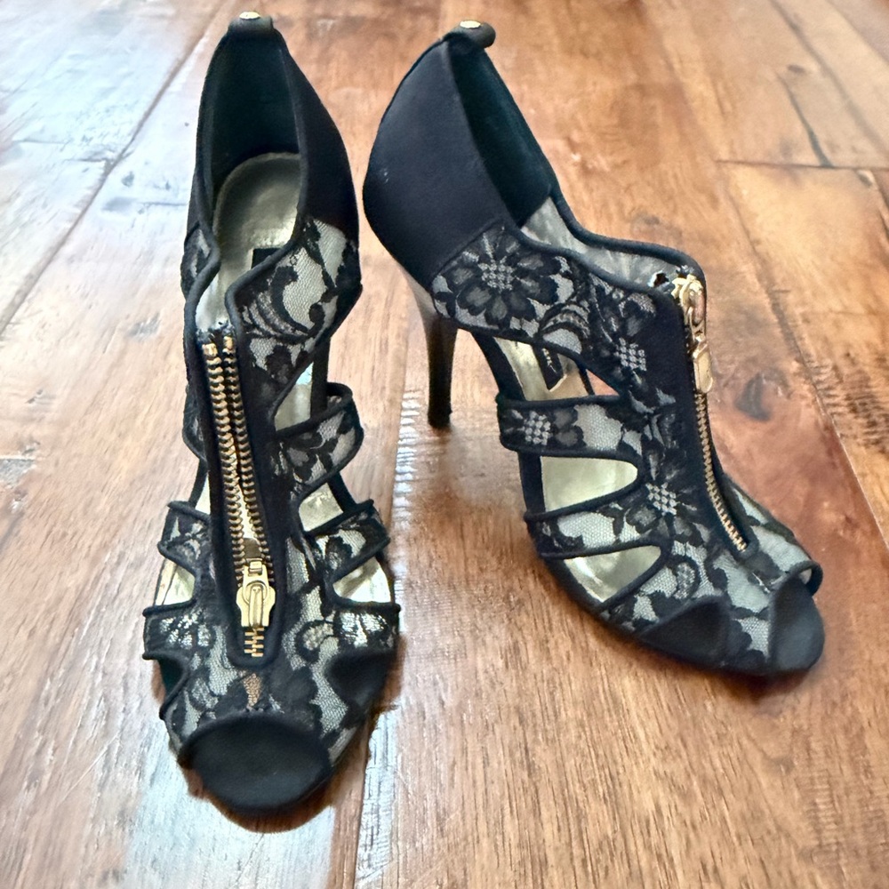 Elegant Black Lace High Heels